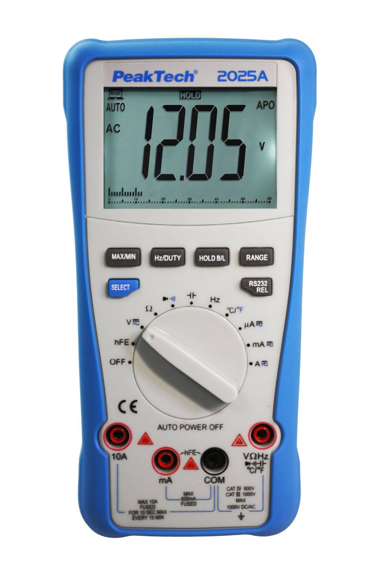 PeakTech P 2025 A – True RMS Digitalmultimeter ~ 6.000 Counts ~ 1000V AC/DC ~ 10A AC/DC ~ USB-3