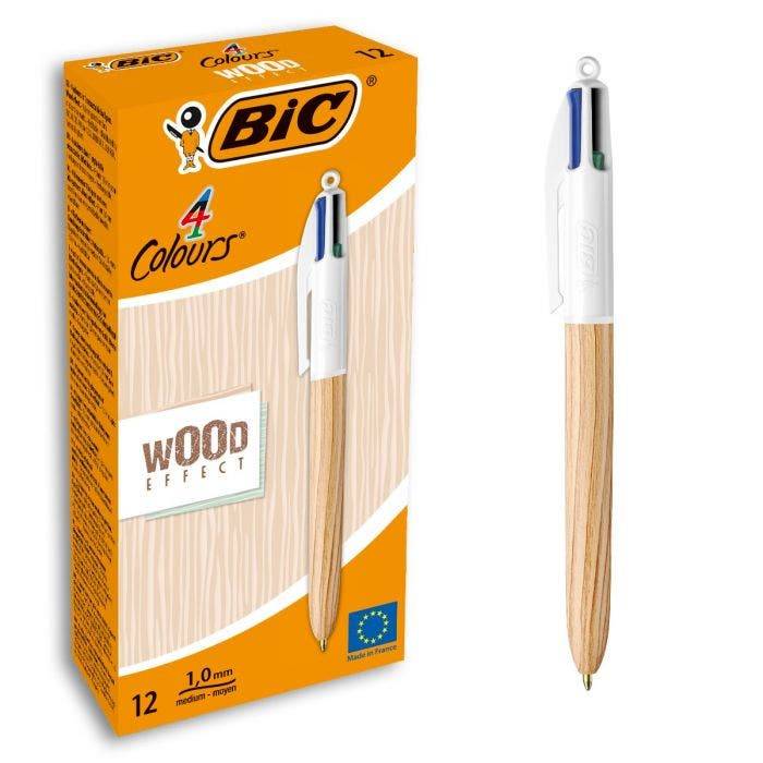 BIC Druckkugelschreiber 4 Colours Wood Style (5103744)-1