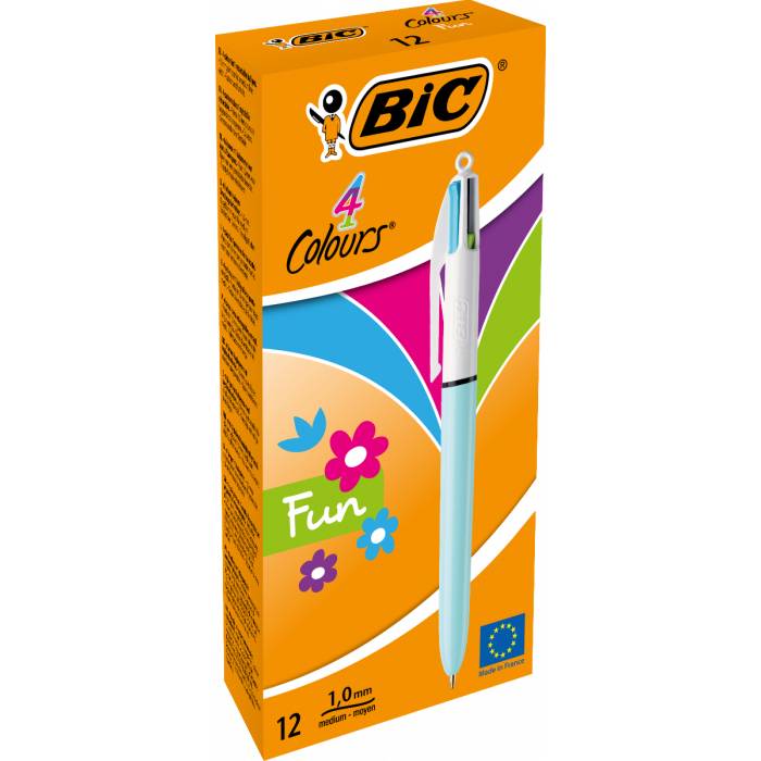 BIC Druckkugelschreiber 4 Colours Fun, hellblau/weiß-1