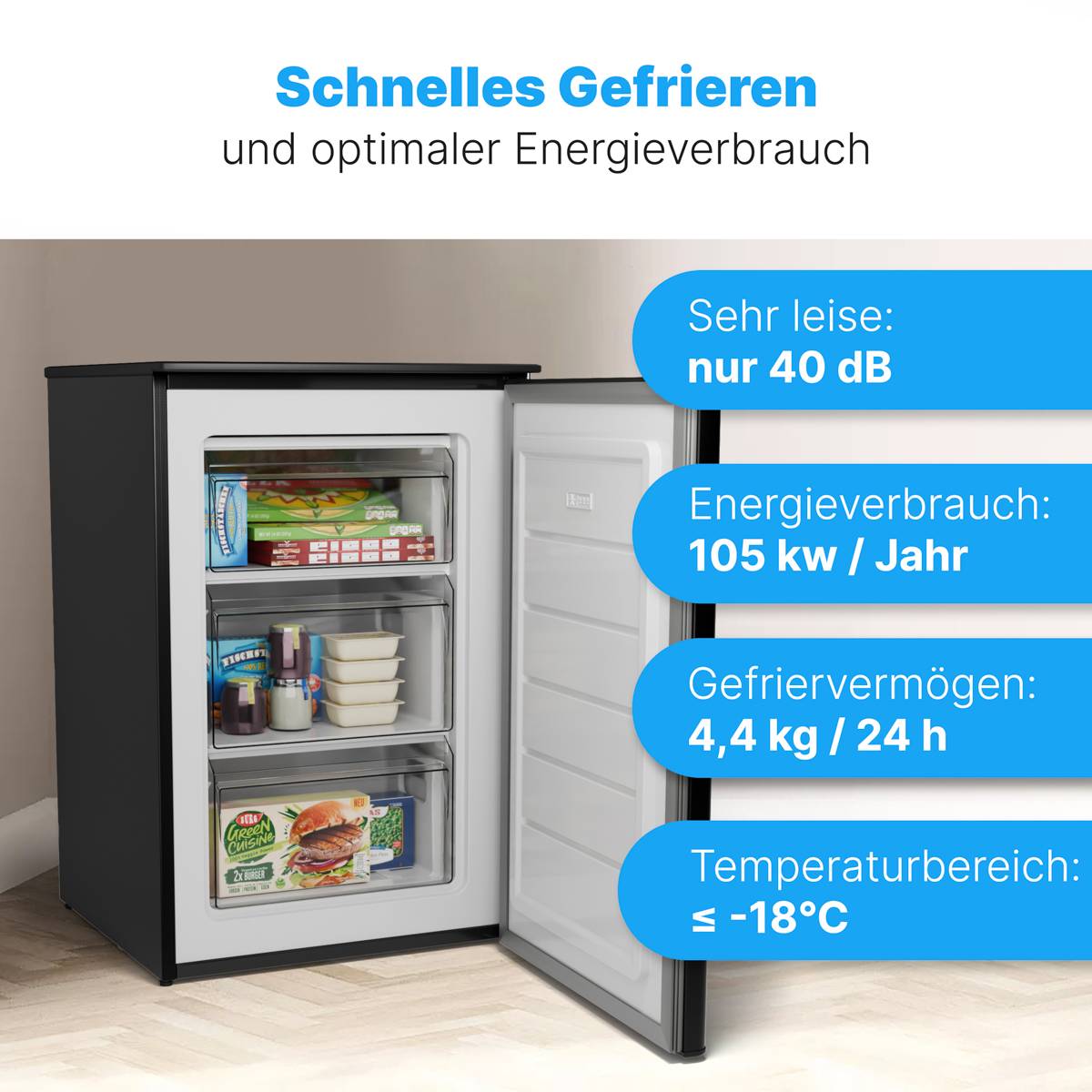 Bomann Gefrierschrank GS 7253 Edelstahl-Optik schwarz-3