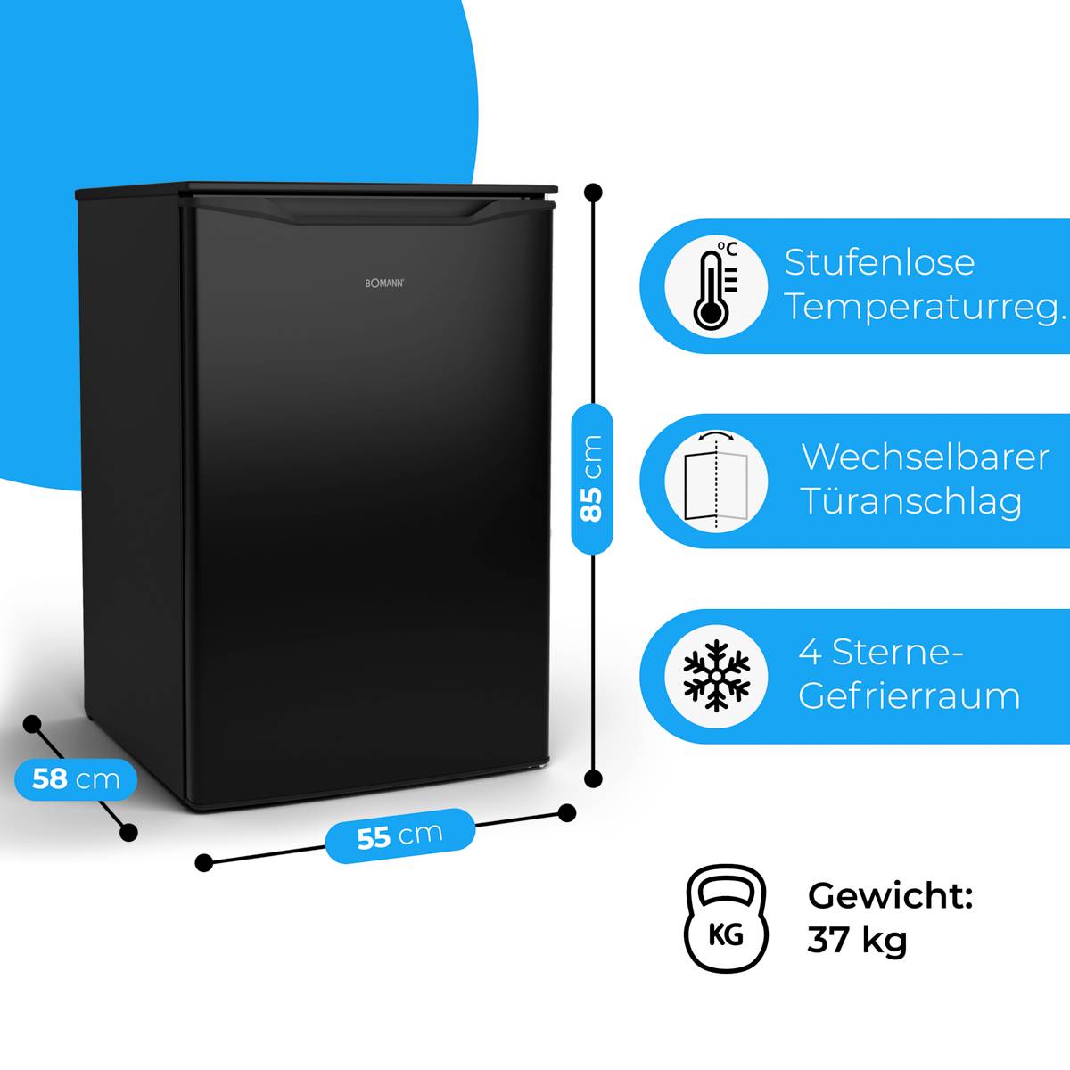 Bomann Gefrierschrank GS 7253 Edelstahl-Optik schwarz-4