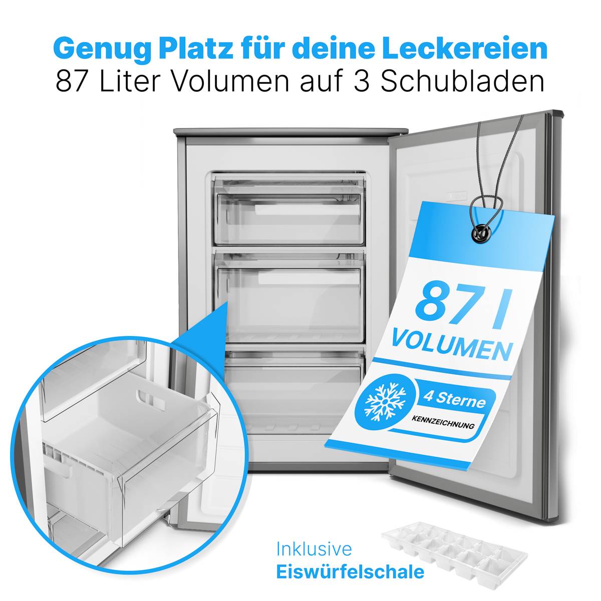 Bomann GS 7253, 87 l, 4,4 kg/24h, N-T, 40 dB, C, Edelstahl-2