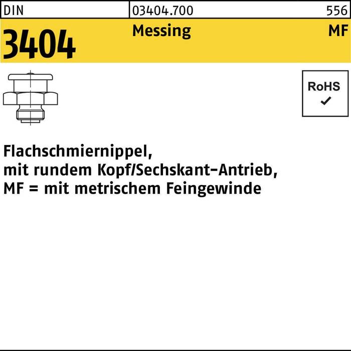Flachschmiernippel DIN 3404 rundem Kopf/6-kt M10x 1 SW 17 Messing 100Stück-0