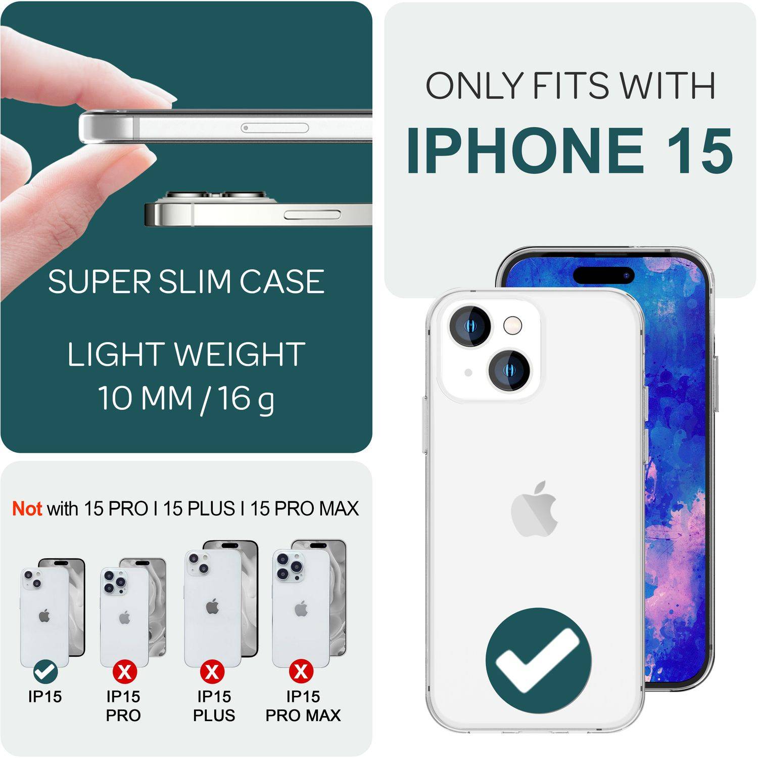 Klare Hülle für iPhone 15 Clear Case Silikon Handyhülle Schutzhülle Tasche Cover-3