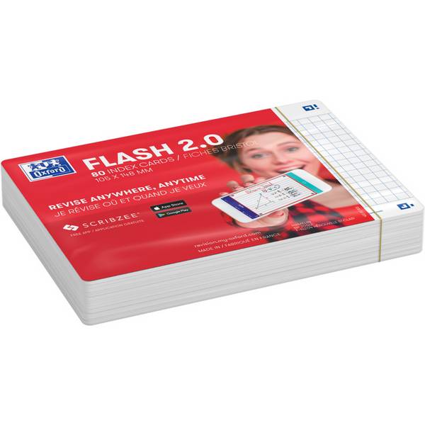 Oxford Karteikarten "Flash 2.0", 105 x 148 mm, kariert, weiß