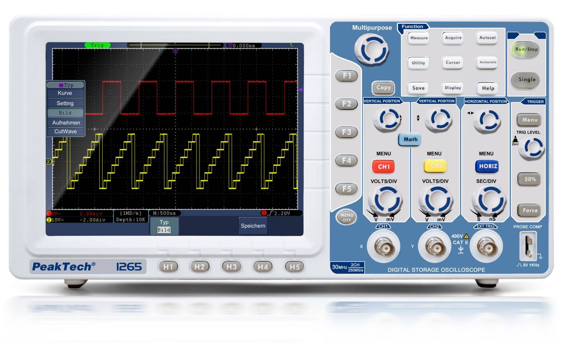 PeakTech P 1265 – 30 MHz / 2 CH ~ 250 MS/s ~ Digital Speicheroszilloskop mit USB & LAN-0