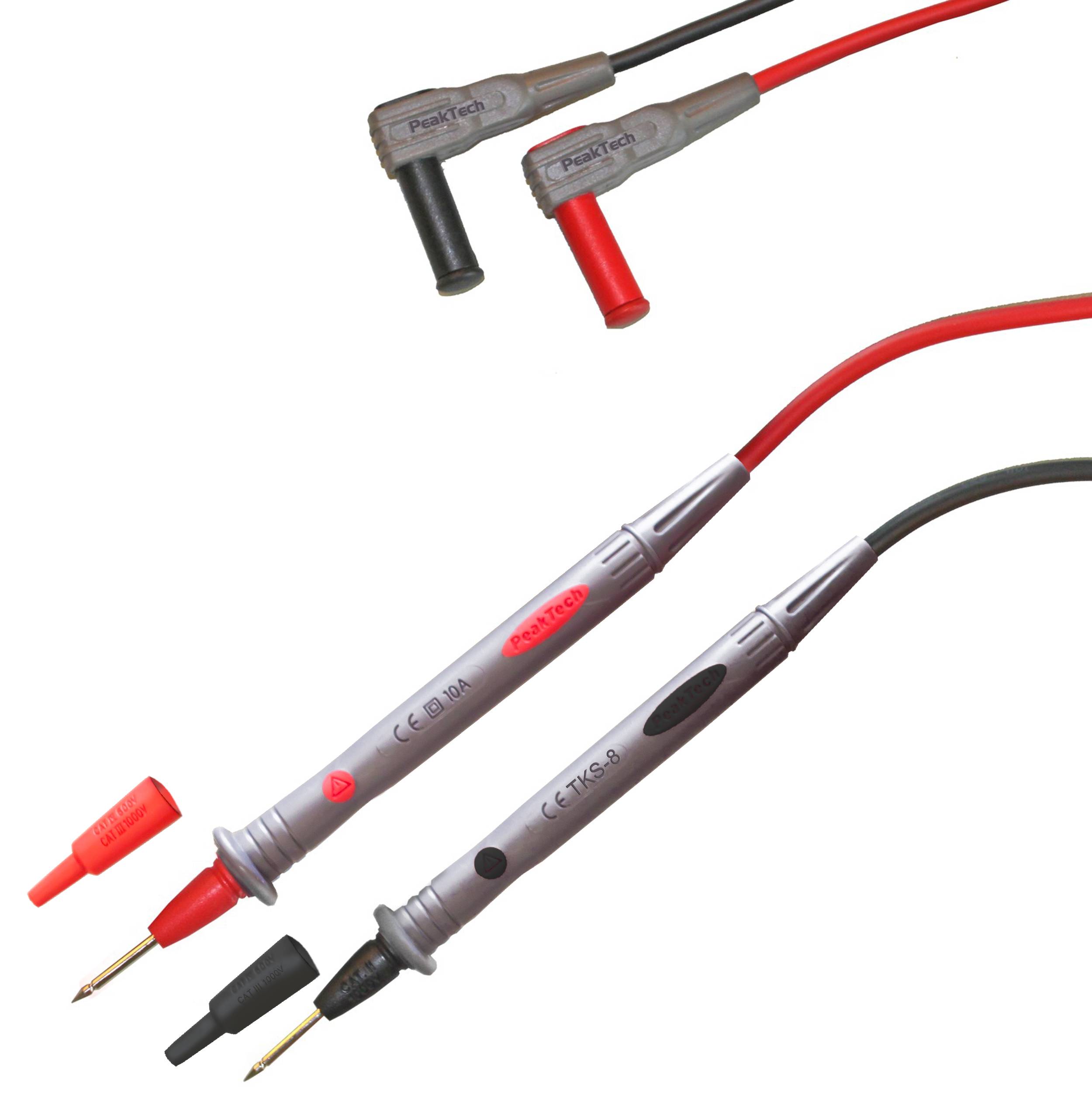 PeakTech TKS-8 – Prüfleitungen ~ 2mm Prüfspitze / lang ~ mit 4mm Steckern-0
