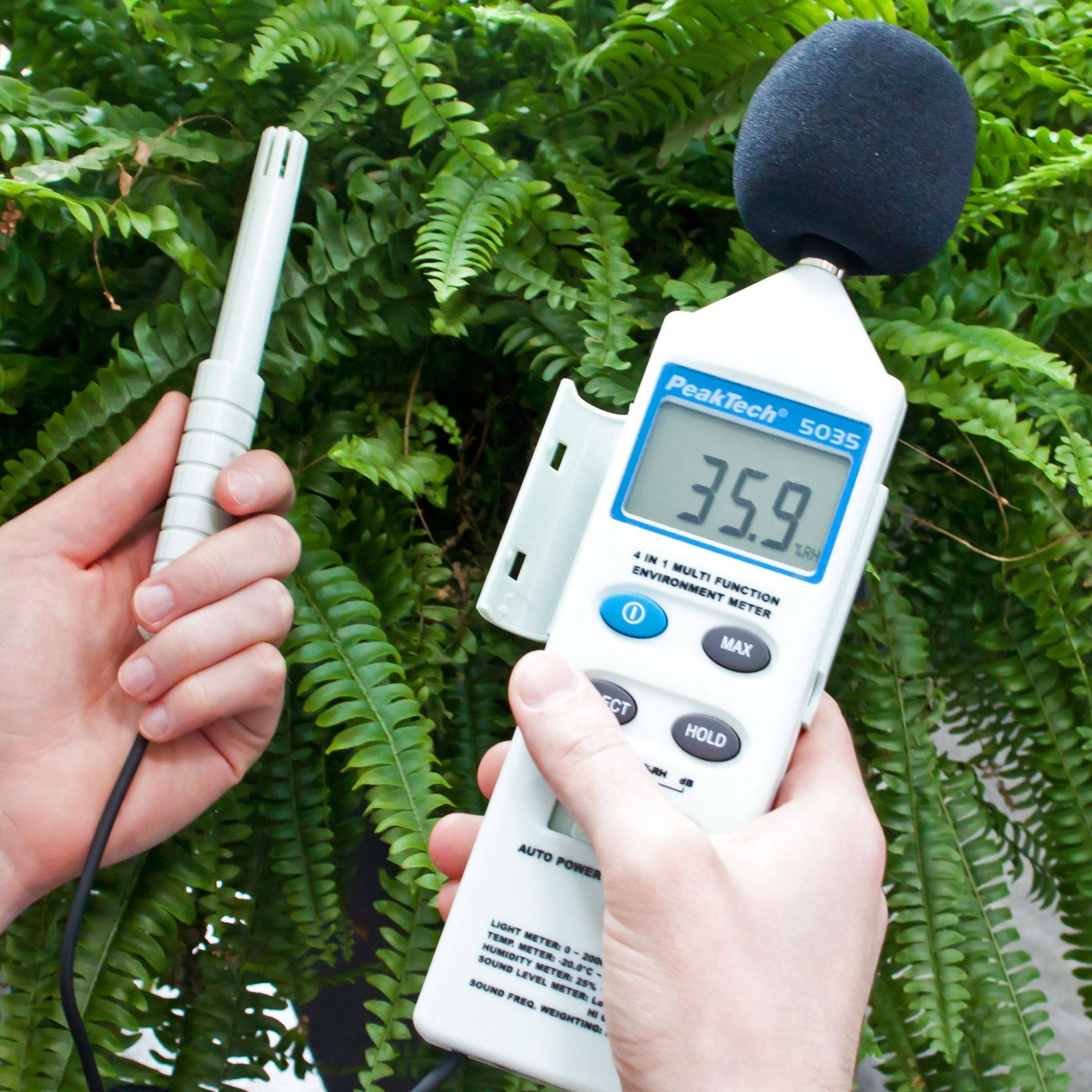 PeakTech P 5035 – Multifunktions-Umweltmessgerät ~ mit Temperatur, Luftfeuchte, Lux, Schallpegel-4