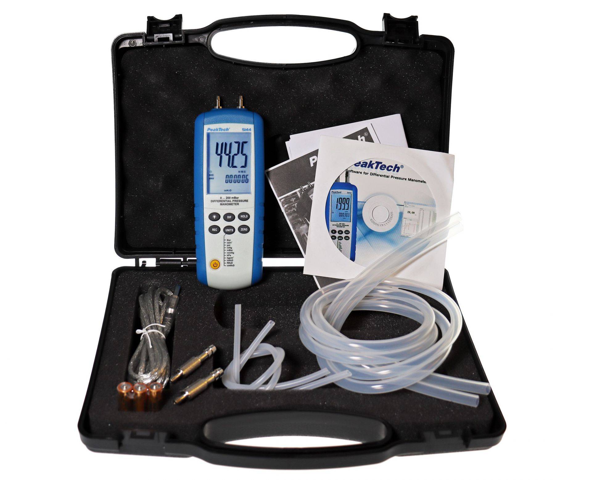PeakTech P 5144 – Differenzdruck-Manometer ~ 0 ... 200 mBar ~ mit USB-4