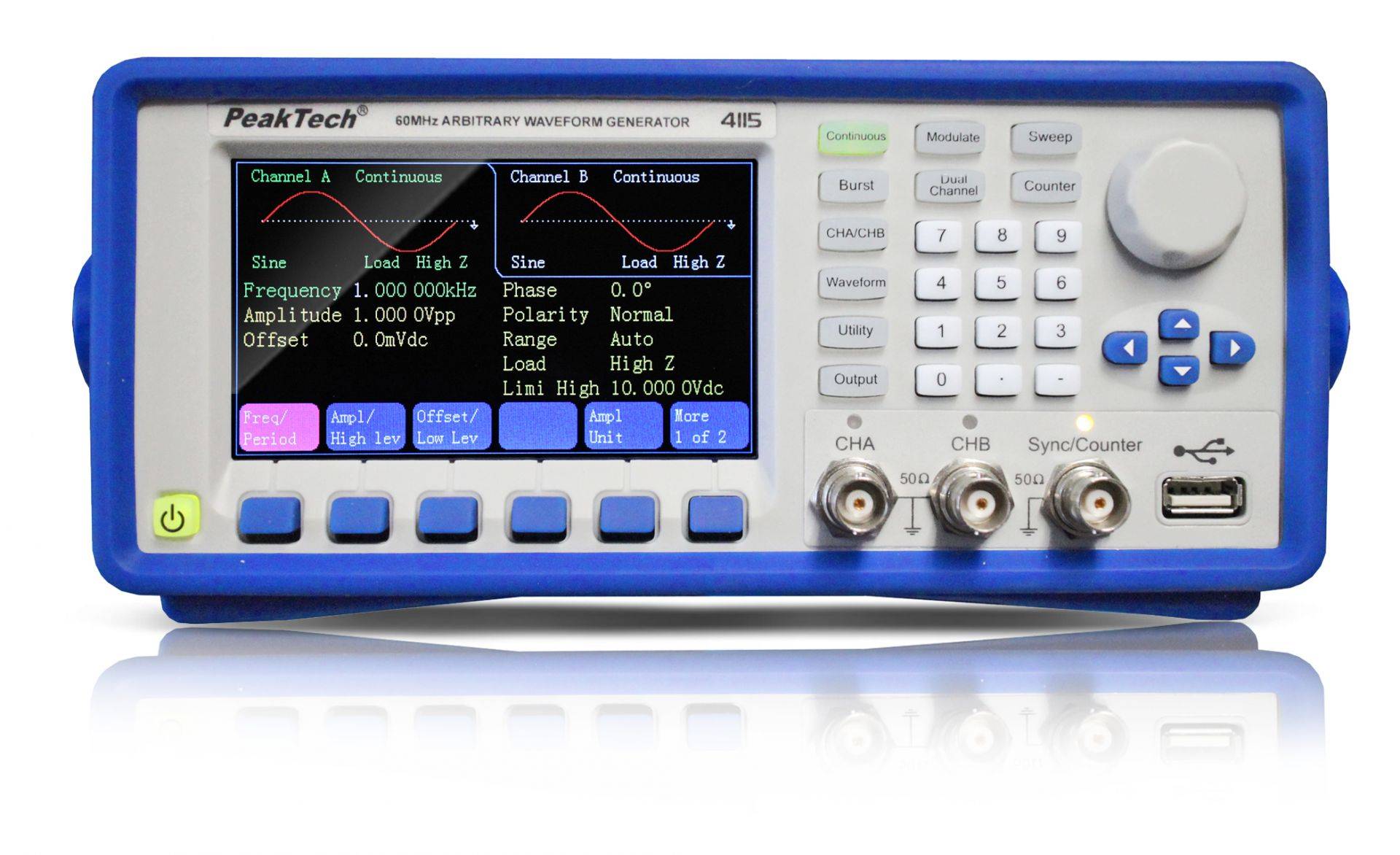 PeakTech P 4115 – 2-Kanal Arbitär Signalgenerator ~ 1 µHz - 60 MHz ~ mit TFT-Anzeige und Amplifier-0