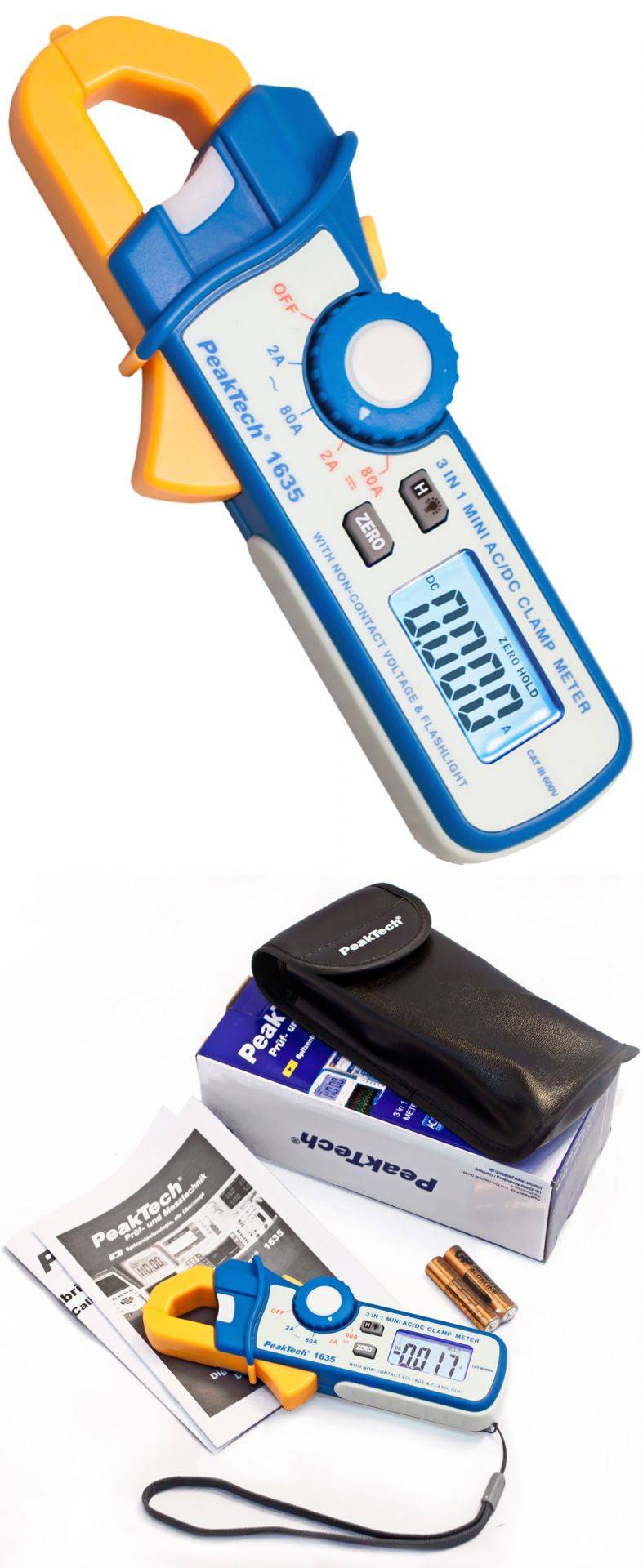 PeakTech P 1635 – Stromzangenamperemeter / Kriechstromzange ~ 2400 Counts ~ 2 / 80 A AC/DC-0