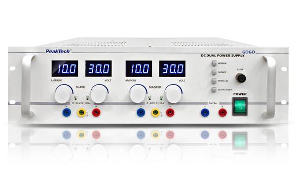 PeakTech P 6060 – DC Linear Doppel-Labornetzgerät ~ 0 - 30 V / 0 - 10 A ~ 19" Einbau
