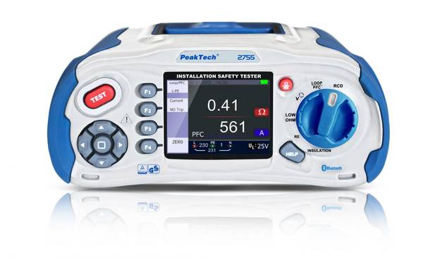 PeakTech P 2755 – VDE 0100 Installationstester mit Bluetooth-Schnittstelle und TFT-Anzeige