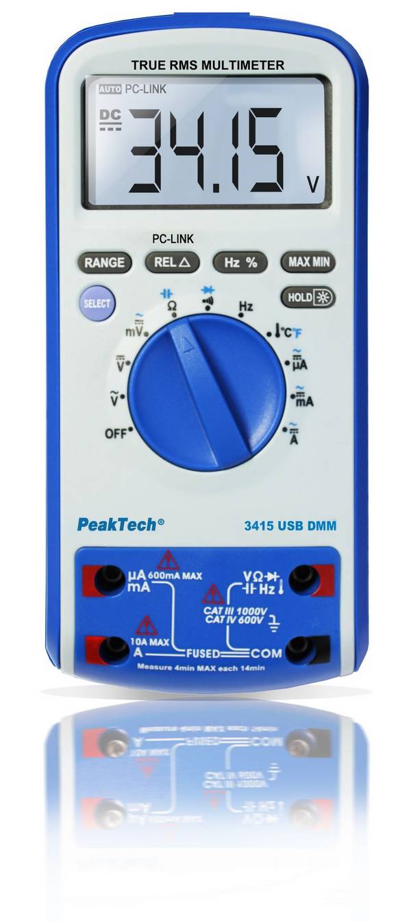 PeakTech P 3415 – Digitalmultimeter ~ 6.000 Counts ~ 1000V AC/DC ~ 10A AC/DC mit TrueRMS & USB