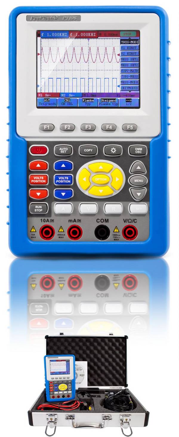 PeakTech P 1195 – 100 MHz / 2 CH Hand-Oszilloskop mit Digitalmultimeter