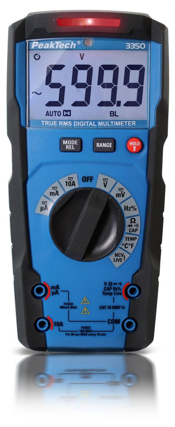 PeakTech P 3350 – True RMS Digitalmultimeter ~ Auto. Range ~ 6.000 Counts ~ 600 V / 10 A AC/DC