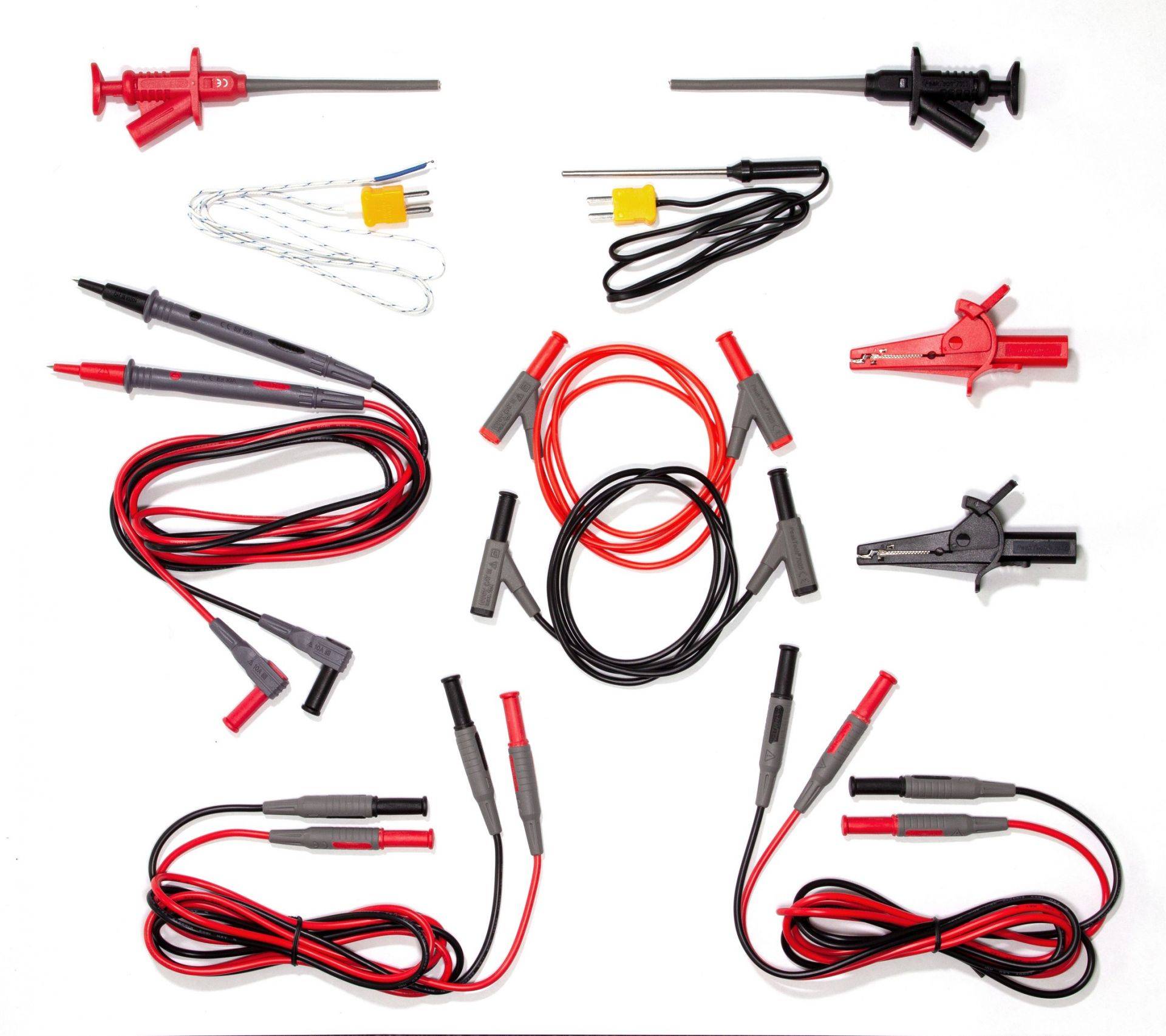 PeakTech P 8200 – Messzubehör-Set ~ mit Prüfleitungen, Abgreifklemmen und Temperaturfühlern-2