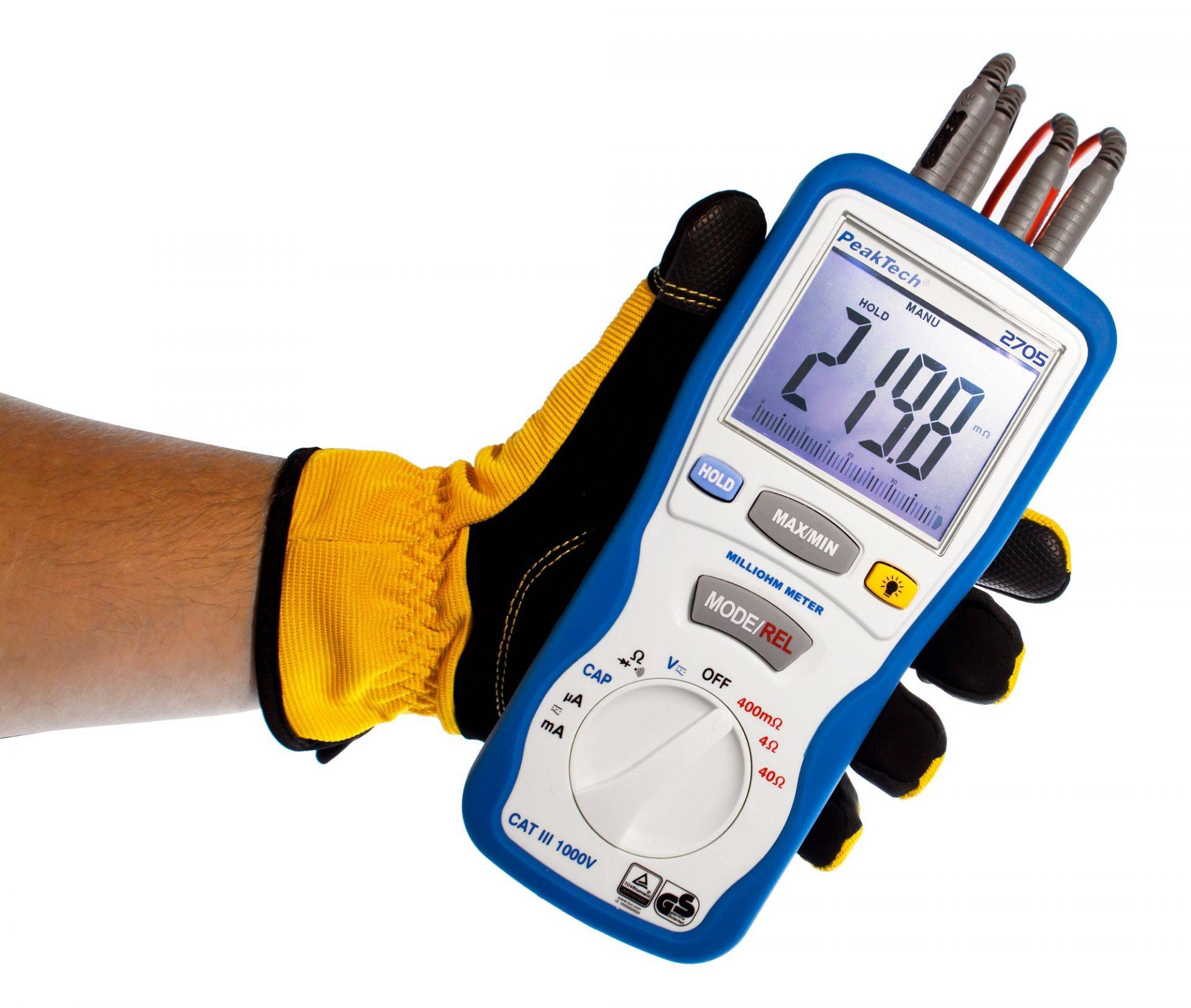 PeakTech P 2705 – Milliohmmeter ~ 4.000 Counts ~ 400 mOhm /4/40 Ohm-2