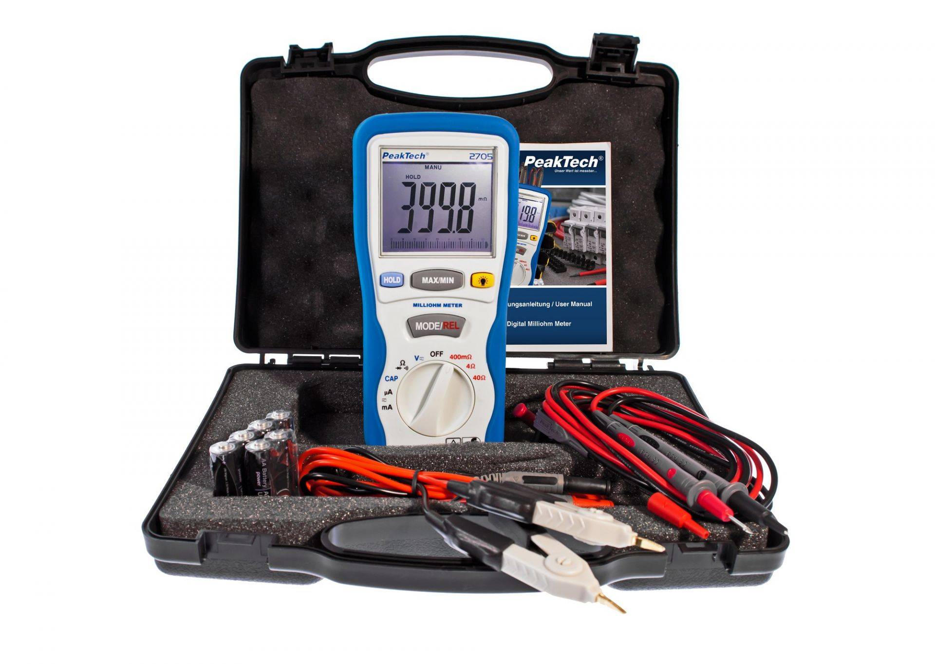 PeakTech P 2705 – Milliohmmeter ~ 4.000 Counts ~ 400 mOhm /4/40 Ohm-3