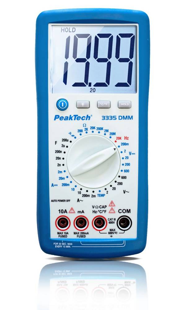 PeakTech P 3335 – Digitalmultimeter ~ 2.000 Counts ~ 600V AC/DC ~ 10A AC/DC - Manu.-Range