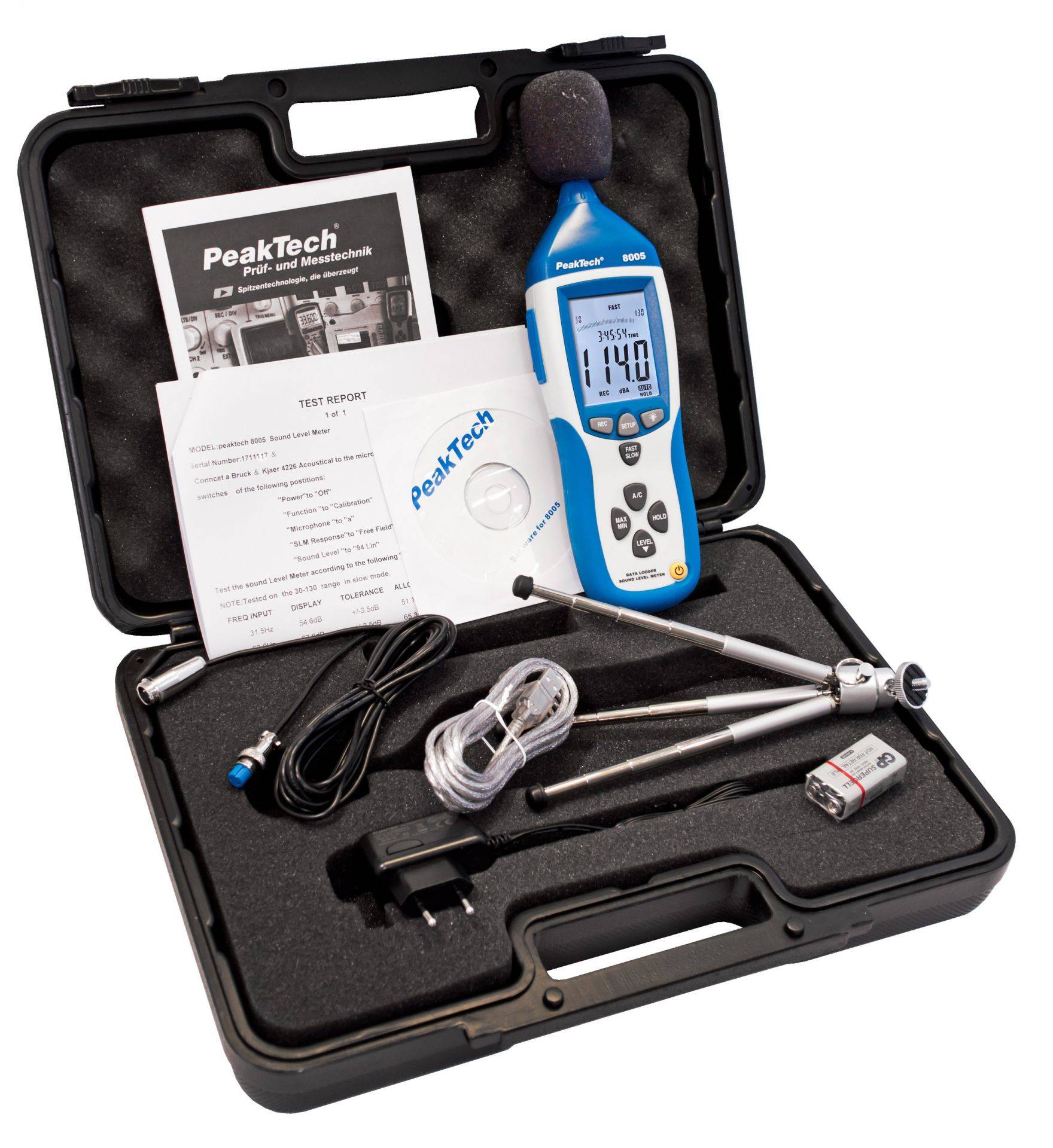 PeakTech P 8005 – Schallpegelmessgerät ~ 30 ... 130 dB A/C ~ mit 32000 Punkten Datalogger und USB-4