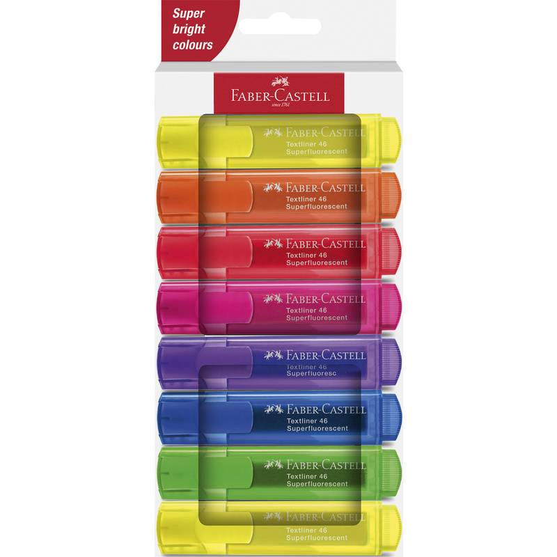 FABER-CASTELL Textliner 46 Superfluorescent - Textmarker - wasserbasierte Tinte - 1-2-5 mm (Packung mit 8)-0