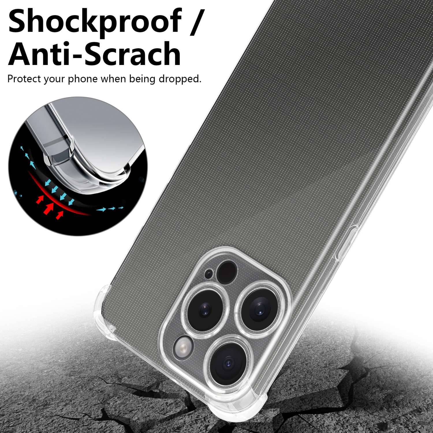 Cadorabo Hülle für Apple iPhone 15 PRO Schutz Hülle in Transparent Schutzhülle TPU Silikon Cover Etui Case-3