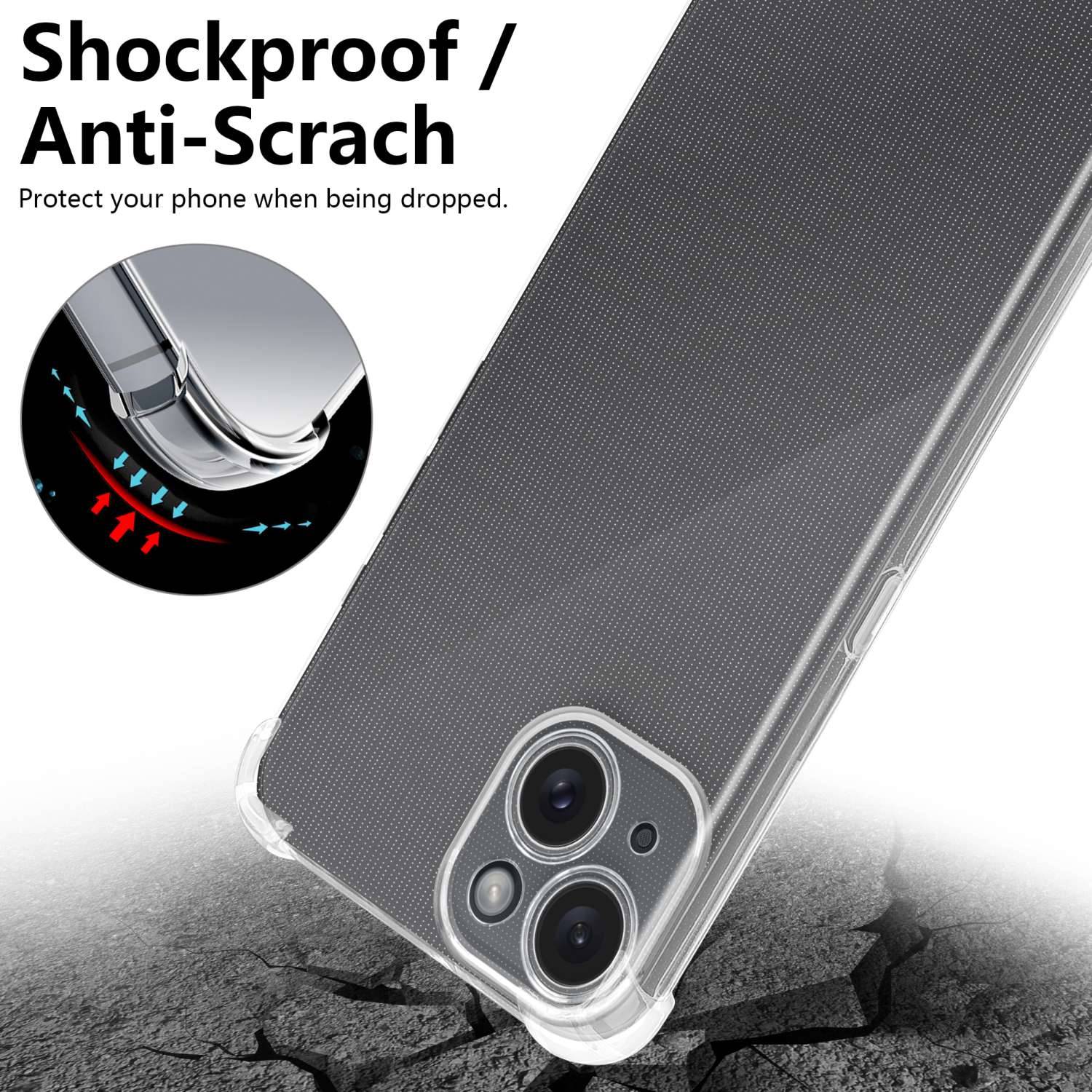 Cadorabo Hülle für Apple iPhone 15 Schutz Hülle in Transparent Schutzhülle TPU Silikon Cover Etui Case-3