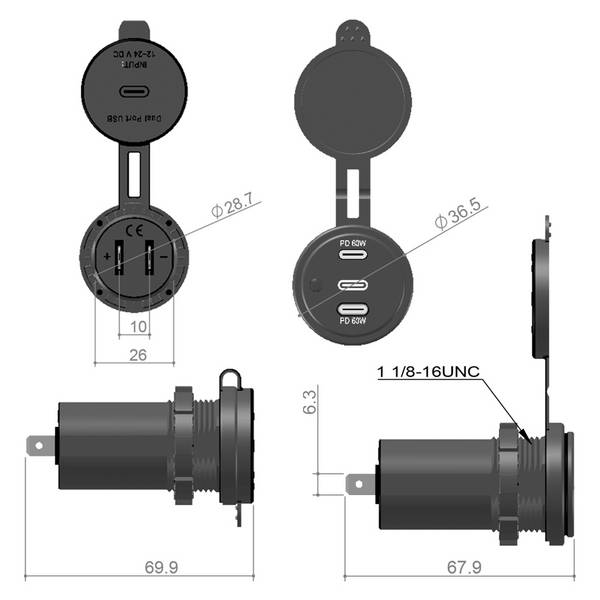 Offgridtec USB Doppelsteckdose 5-20V - 60W