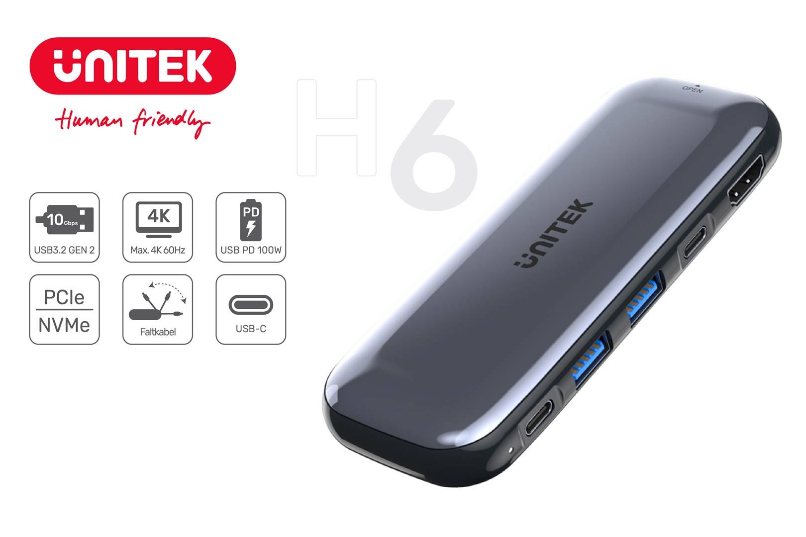 UNITEK HUB USB-C STORAGE M2, HDMI, USB-C PD 100W,-2