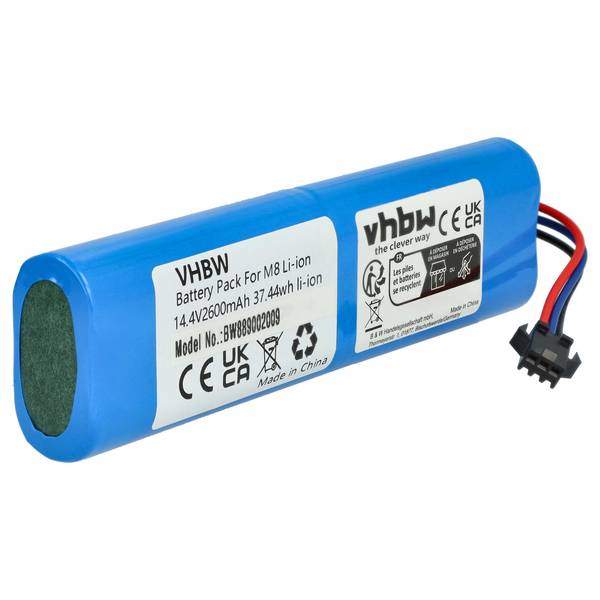 vhbw Akku kompatibel mit Arnagar S8 Pro Saugroboter (2600 mAh, 14,4 V, Li-Ion)
