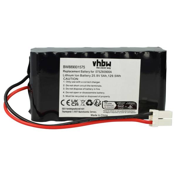 vhbw Akku Ersatz für Wiper 050Z38600A | 075Z60900A für Rasenmäher (5000mAh, 25,9V, Li-Ion)