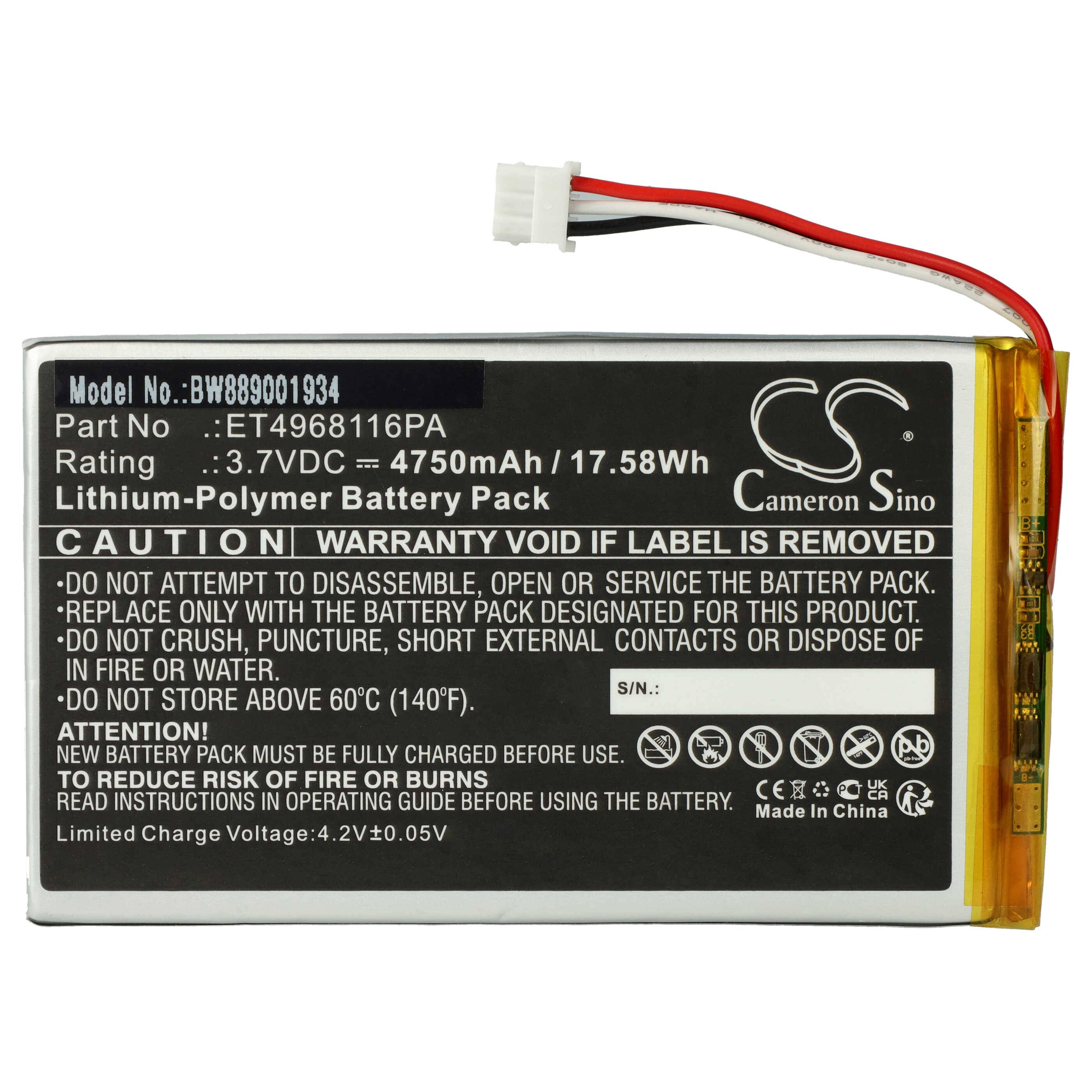 vhbw Akku kompatibel mit Voice Caddie SC300 Elektro-Trolley Caddy (4750 mAh, 3,7 V, Li-Ion)-0