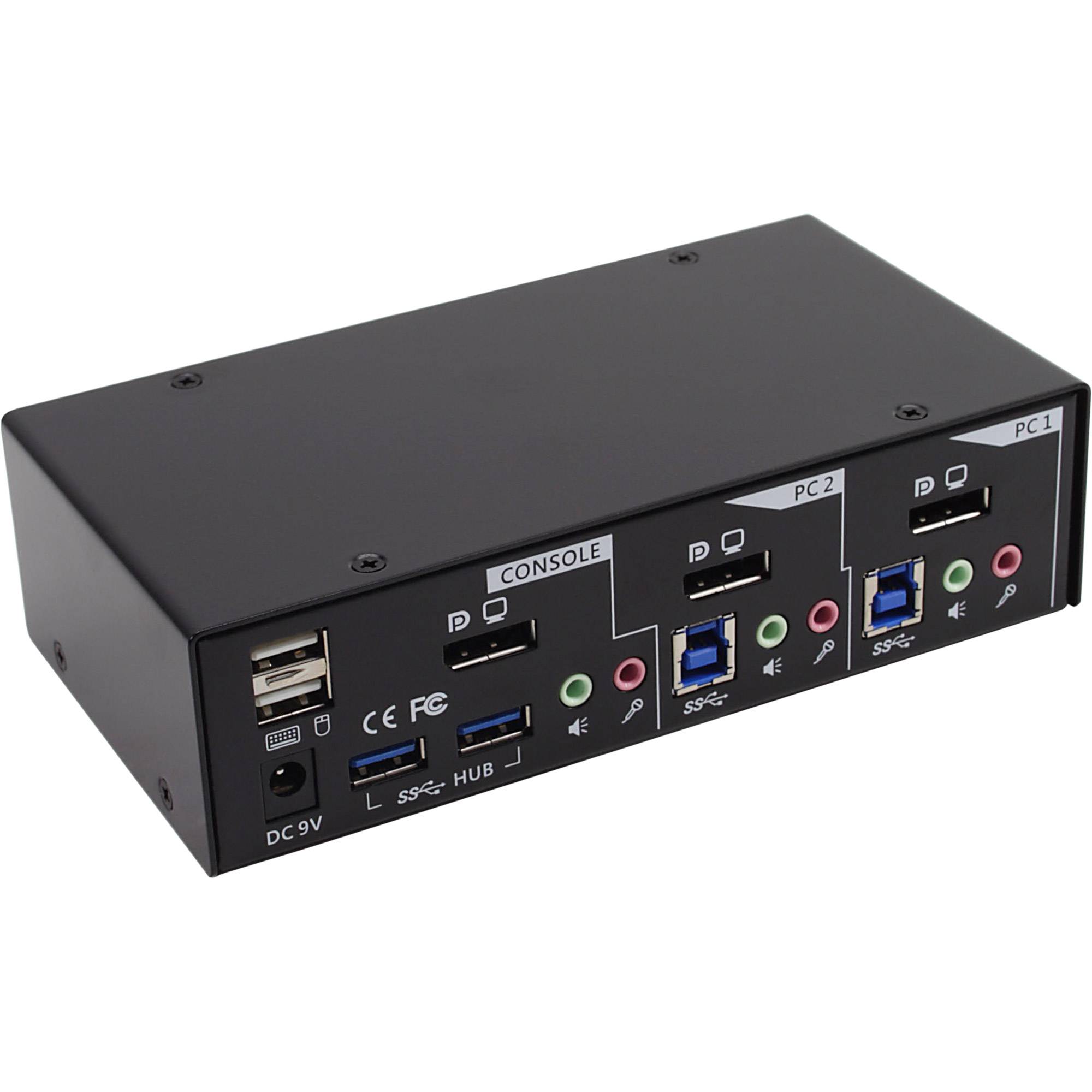 InLine® KVM Desktop Switch, 2-fach, DisplayPort, USB 3.0 Hub, mit Audio-1