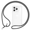 Hülle mit Band für iPhone 15 Pro Max Handyhülle Umhängen Handy Kette Case Kordel Schwarz