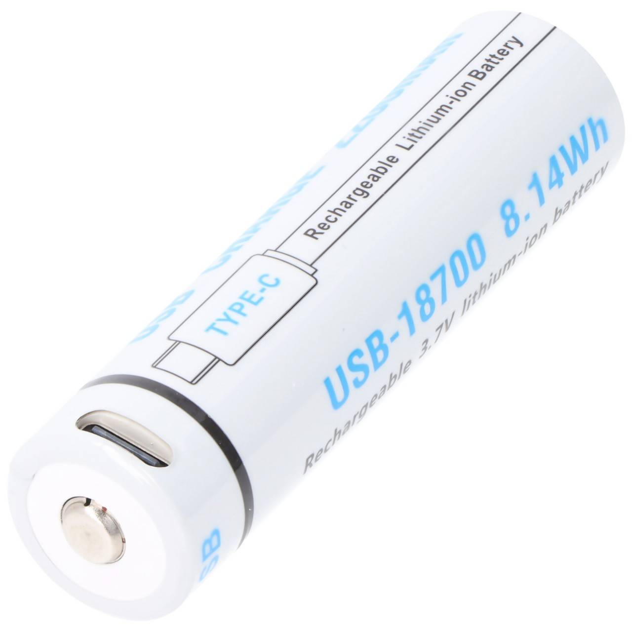 Rundzelle 18700, Li-ion, 3,7V, 2200mAh, 8,14Wh, mit USB-C Charging Port, 71,1mm x 18,5mm-2