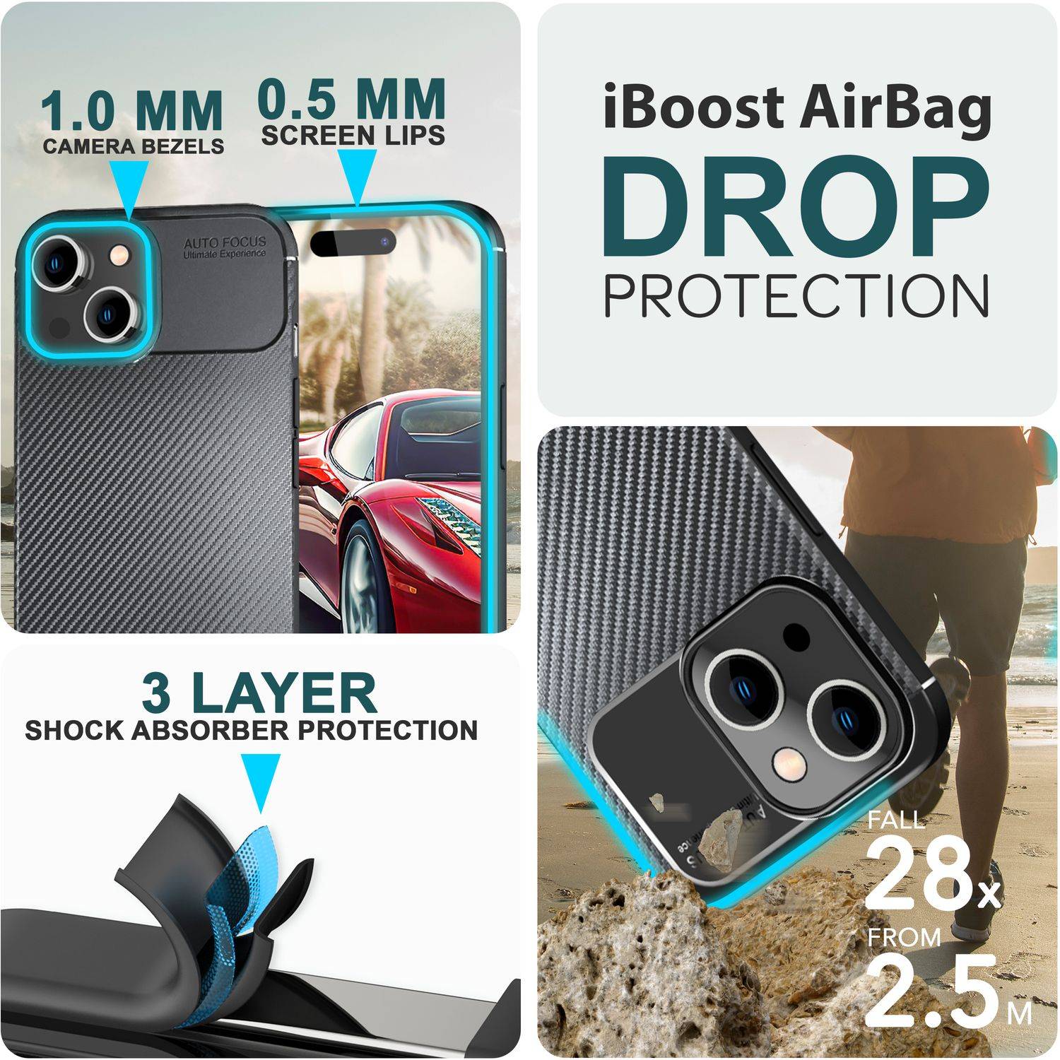 Hülle für iPhone 15 Plus Carbon Optik Case Silikon Handyhülle Schutz Tasche Etui-1
