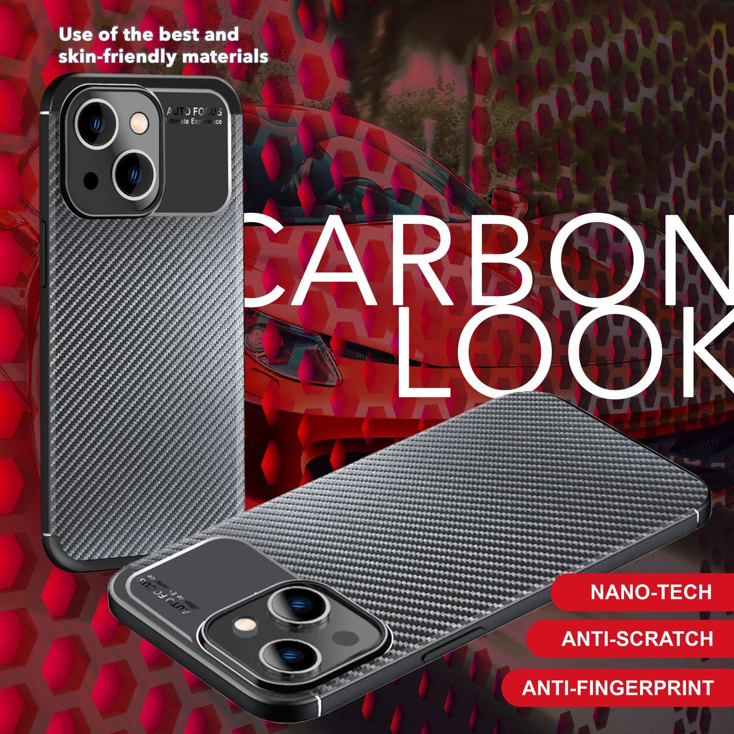 Hülle für iPhone 15 Plus Carbon Optik Case Silikon Handyhülle Schutz Tasche Etui-2