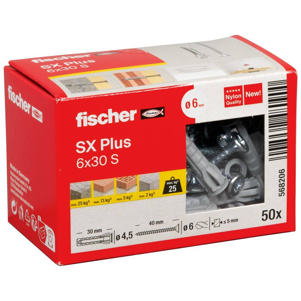 Fischer Deutschl. Dübel SX Plus 6x30 S 6 mm, 45 30 mm-0