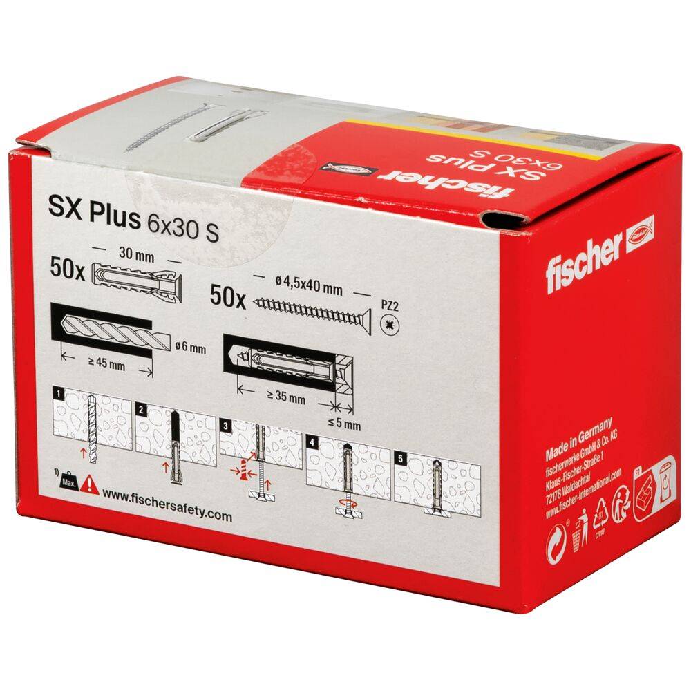 Fischer Deutschl. Dübel SX Plus 6x30 S 6 mm, 45 30 mm-1