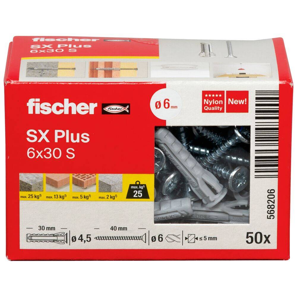 Fischer Deutschl. Dübel SX Plus 6x30 S 6 mm, 45 30 mm-2
