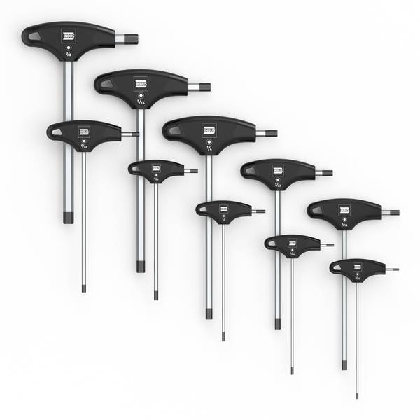 INBUS® 73809 T-Griff Innen-Sechskant Winkelschraubendreher-Set (Zoll) 10tlg, 3/32–3/8", mit HybridTouch