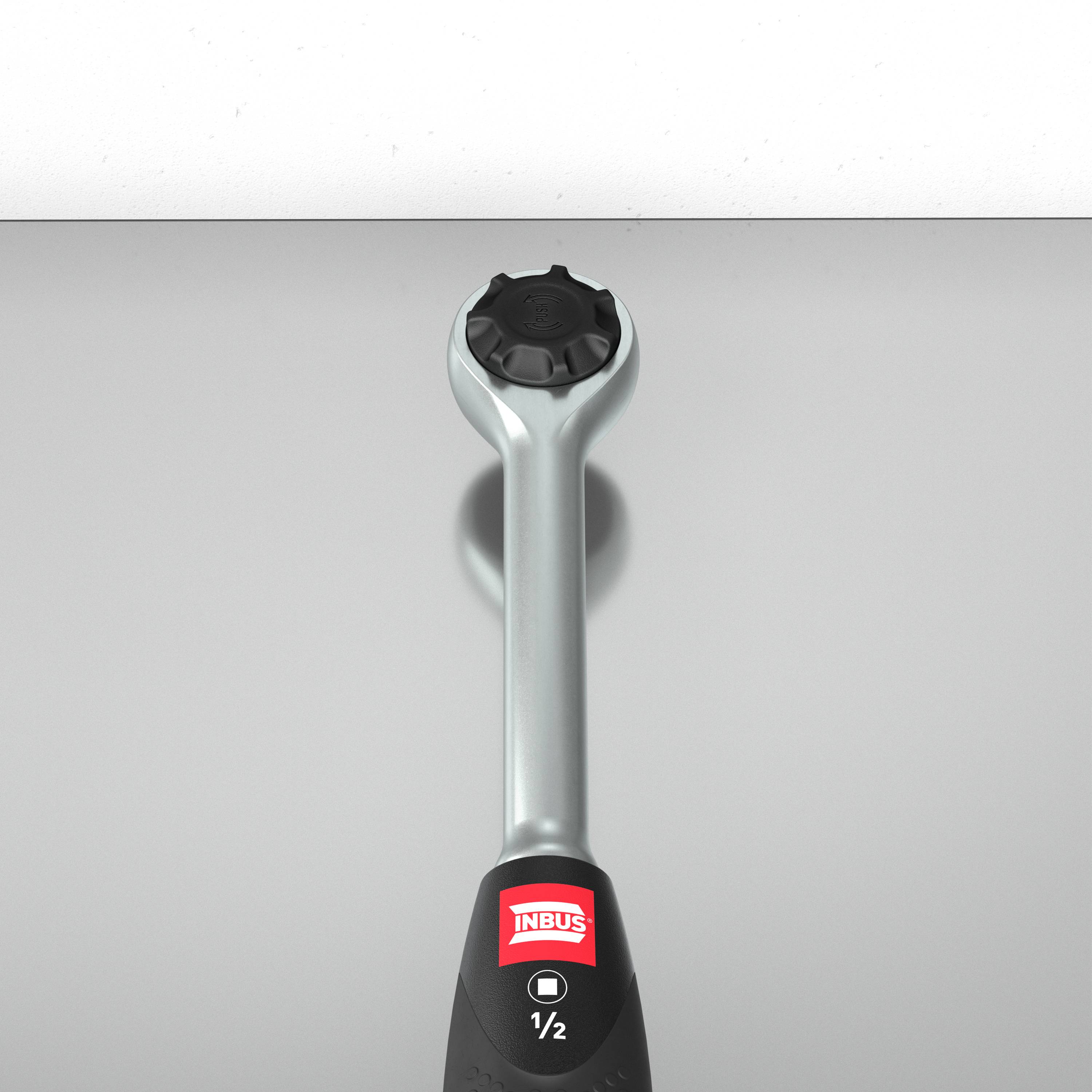 INBUS® 74087 Umschaltknarre 1/2", Ratsche mit Feinverzahnung (72 Zähne)-2