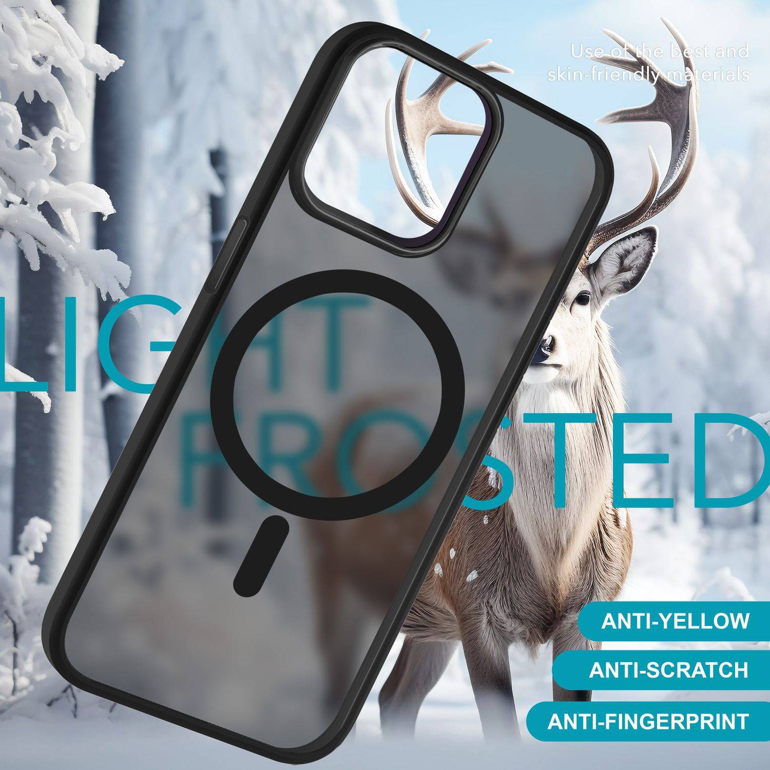 MagSafe Hülle Hybrid für iPhone 15 Plus Frosted Hard Case Schutz Rand Handyhülle Schwarz-2