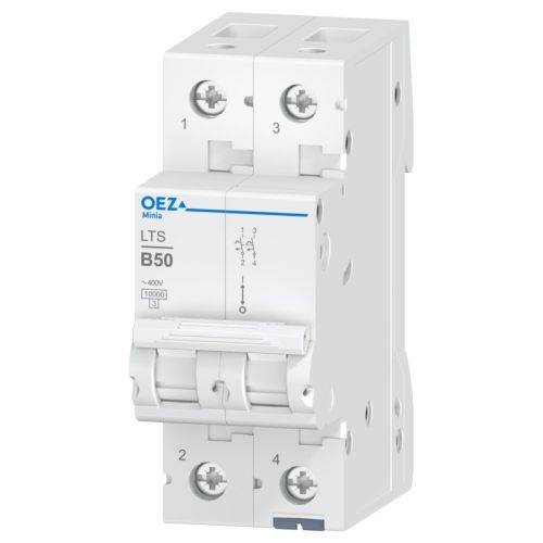 2pol 50A Leitungs-Schutzschalter B-Charakteristik 10kA, AC 230V / DC 60V Niederspannung Automat-0