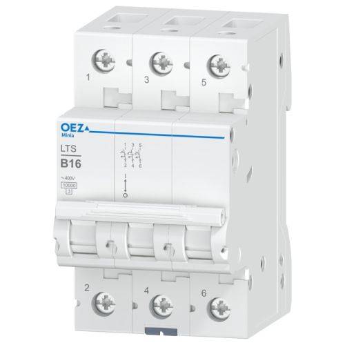 3pol 16A Leitungs-Schutzschalter B-Charakteristik 10kA, AC 230V / DC 60V Niederspannung Automat-0