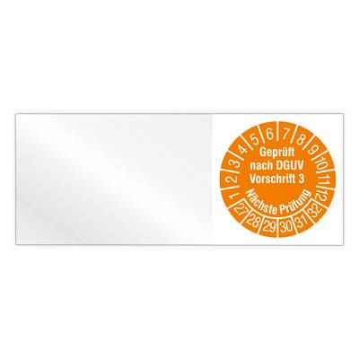 Kabelprüfplakette, Geprüft nach DGUV Vorschrift 3, Nächste Prüfung, 2027, Vinylfolie, 50x 20 mm, Heft-0