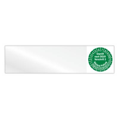 Kabelprüfplakette, Geprüft nach DGUV Vorschrift 3, Nä. Prüfung, 2029, Vinylfolie, 100 x 25 mm, Heft-0