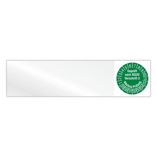 Kabelprüfplakette, Geprüft nach DGUV Vorschrift 3, Nä. Prüfung, 2029, Vinylfolie, 100 x 25 mm, Heft