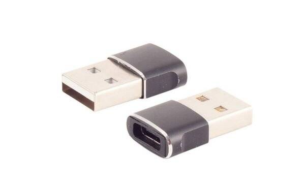 Adapter USB A Stecker auf USB C Buchse, 2.0, slim, Metallausführung-1